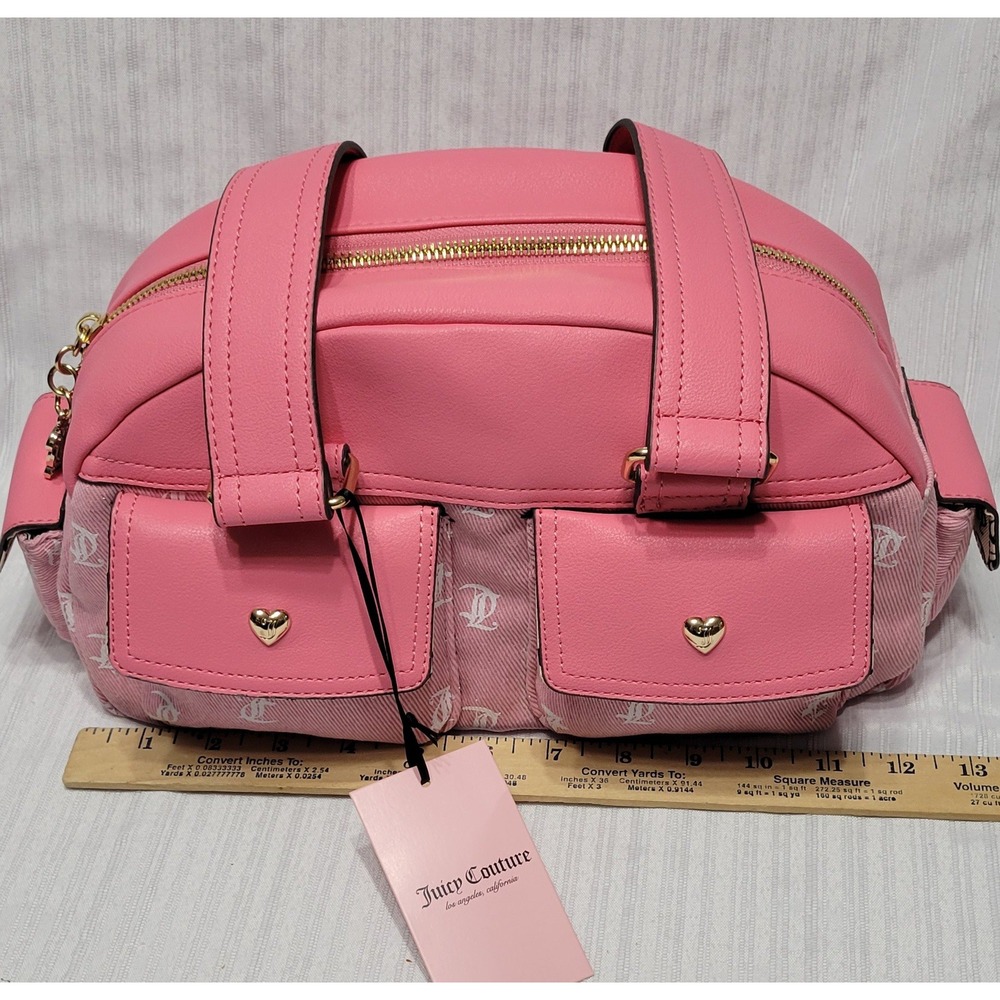 Y2k NWT Juicy Couture Pack It Up Bowler Bag Pink White Logo Satchel 11JCD1RJCJCP